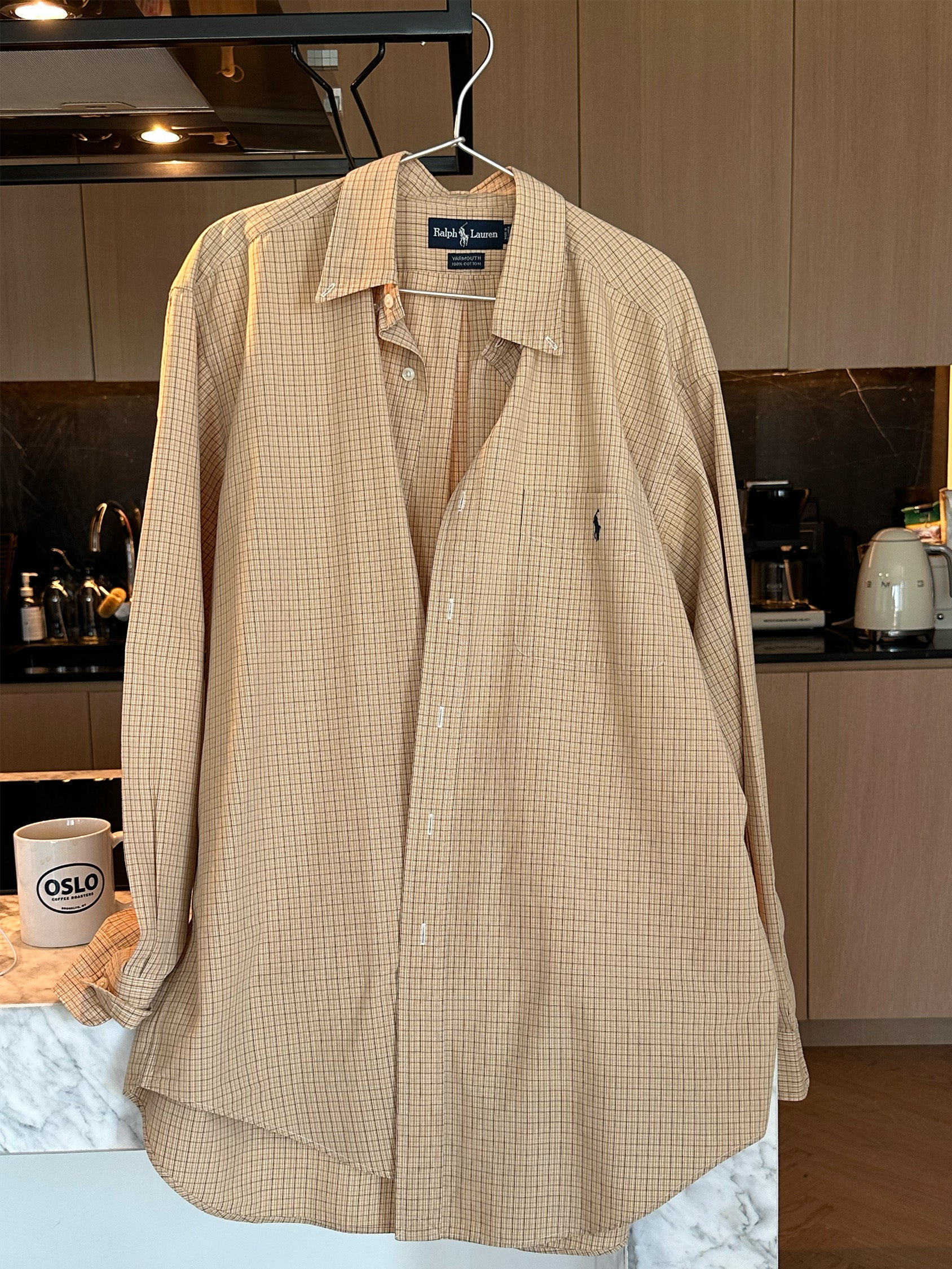 Ralph Lauren Shirt- Beige with Brown Plaid Check