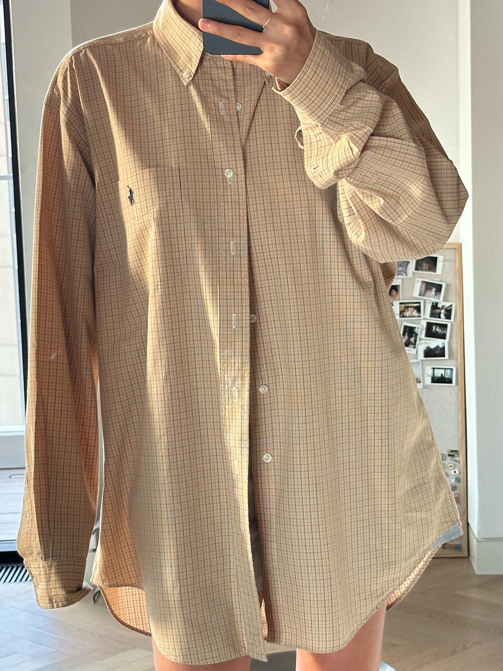 Ralph Lauren Shirt- Beige with Brown Plaid Check